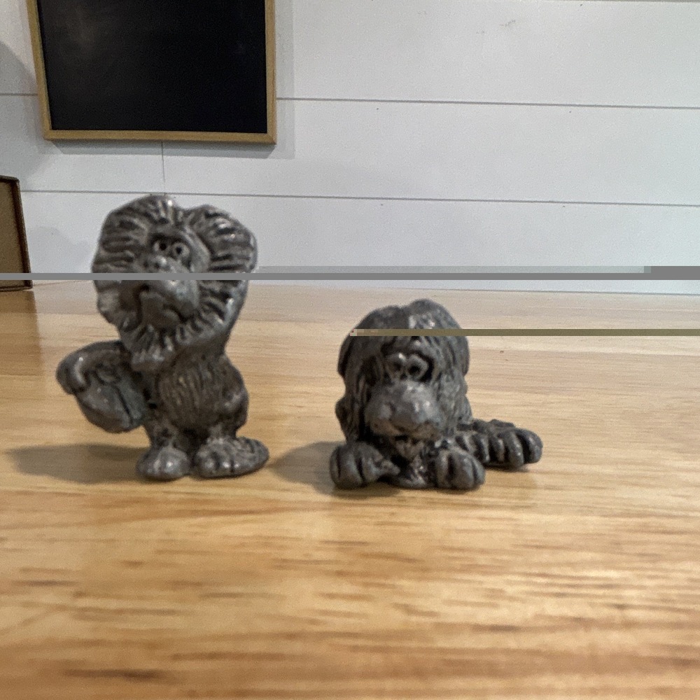 Pair Of Vintage Miniature Lions, 1 Standing, 1 Reclined